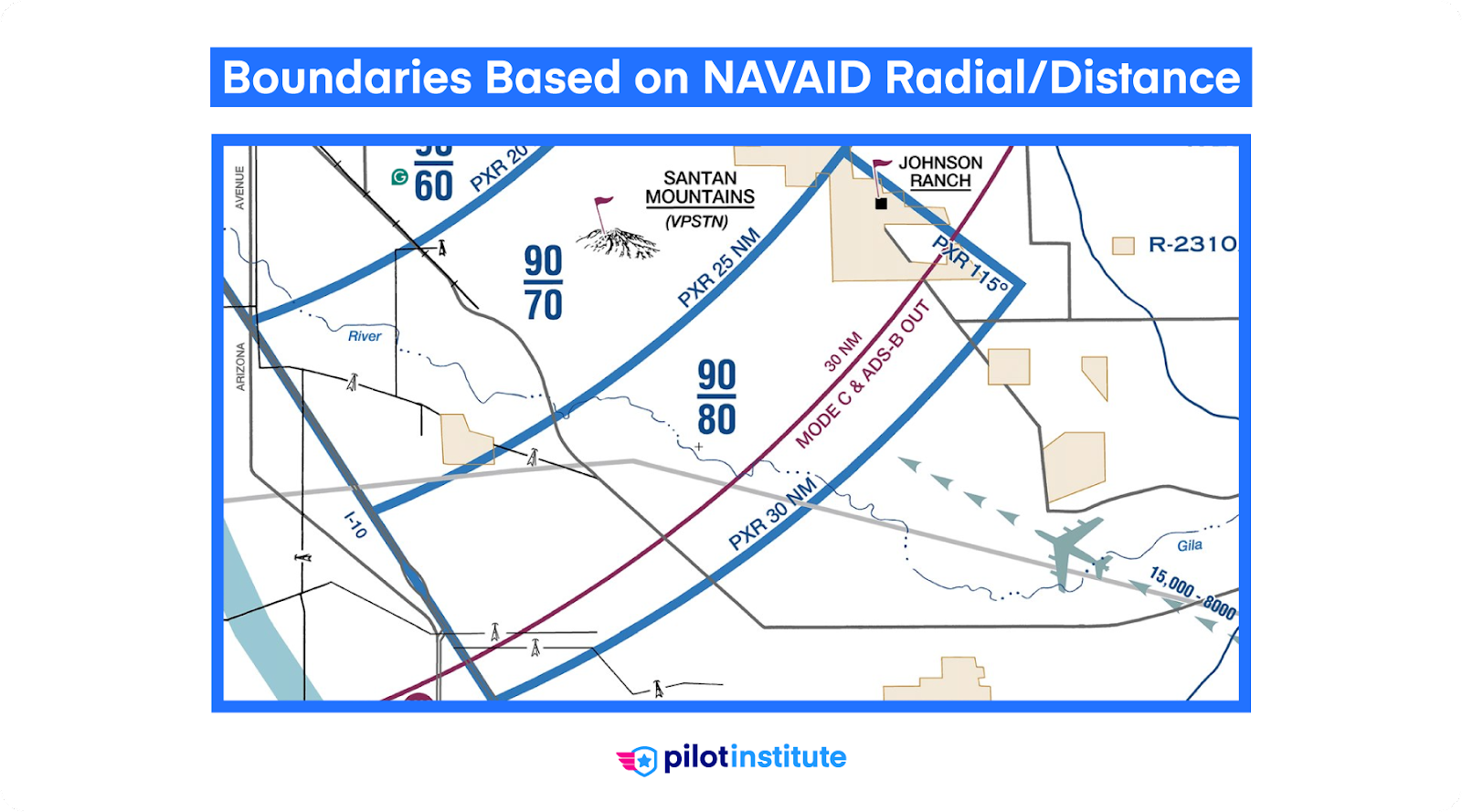 Class B boundaries based on distance from PXR VOR.
